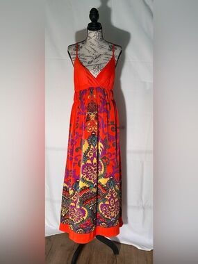 Speed Control Red Multicolor Maxi Dress